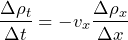 \begin{equation*}  \frac{\Delta \rho_{t}}{\Delta t}=-v_{x} \frac{\Delta \rho_{x}}{\Delta x} \end{equation*}